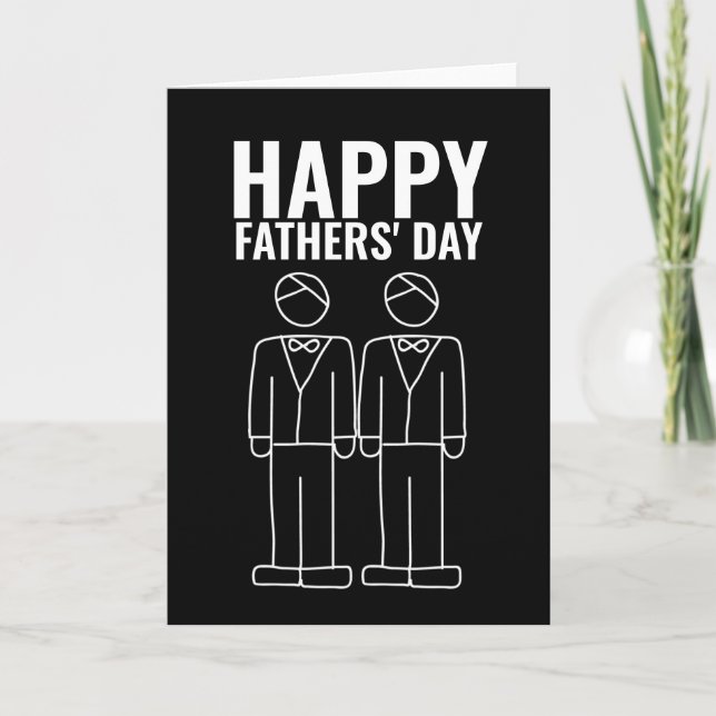 Carte Deux papas joyeuse Fête des pères gay (Devant)