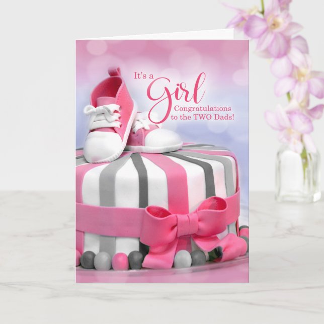 Carte Deux papas Nouveau bébé Félicitations rose (Orchidée)