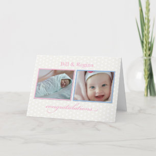 Carte Deux Photo Nouveau Bébé Félicitations Personnalisa