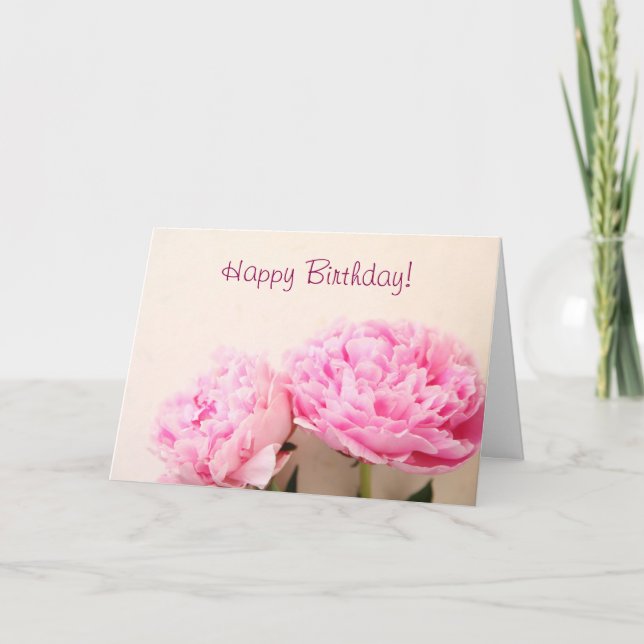 Carte Deux pivoines rose anniversaire (Devant)