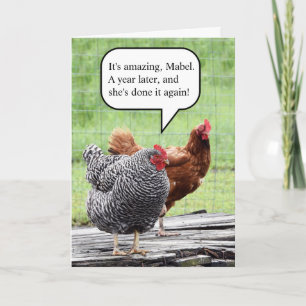 Carte Deux poules Joyeux Humour d'anniversaire