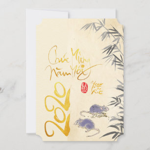 Carte Deux Rats Bambou Nouvel An Vietnamien 2020 PFC