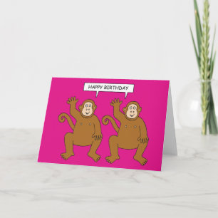 Carte Deux singes effrontés, joyeux anniversaire des