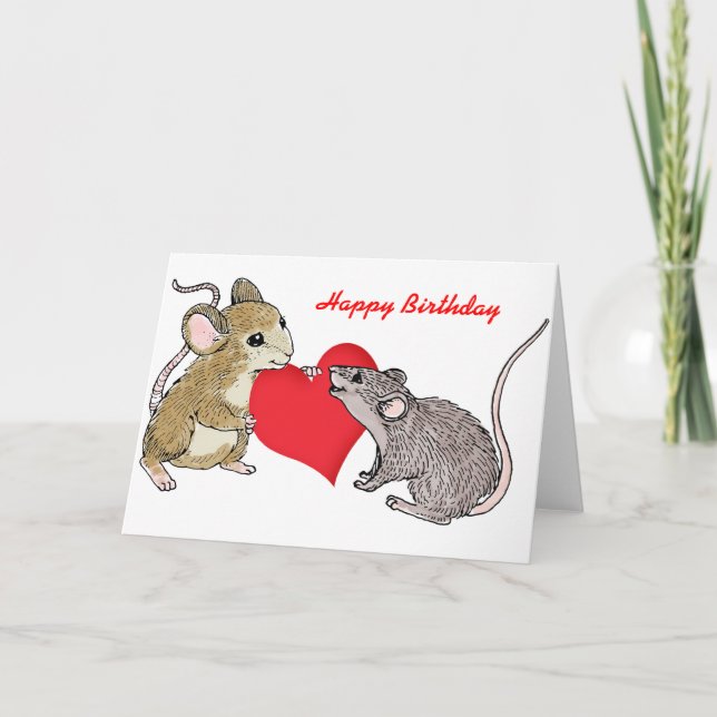 Carte Deux souris en amour Anniversaire (Devant)