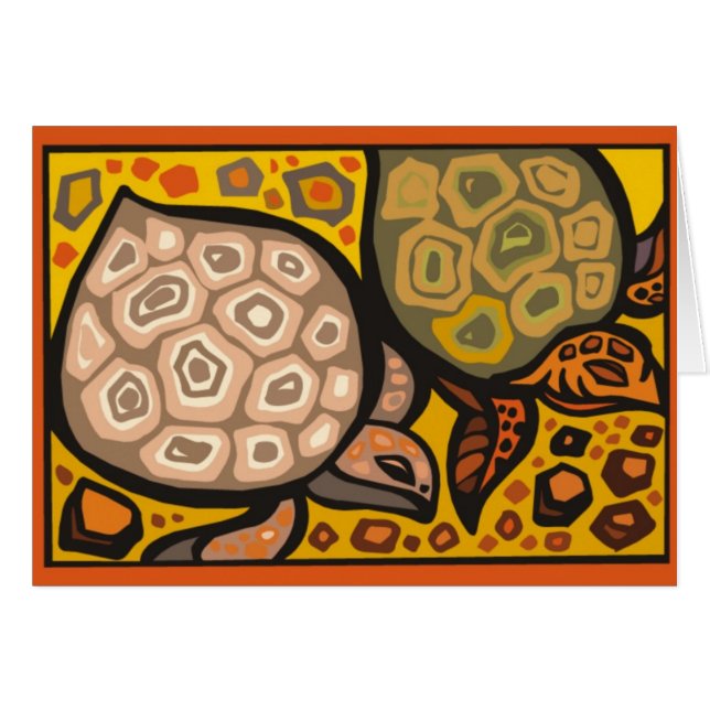 Carte Deux Tortues en mosaïque (Devant horizontal)