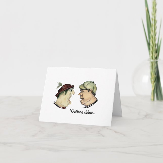 Carte Deux vieux fous amusants avec des mots de 4 lettre (Devant)