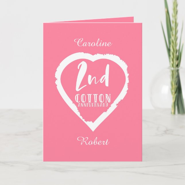 Carte Deuxième anniversaire de mariage au coton à cœur r (Devant)