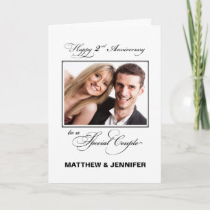 Carte Deuxième anniversaire du Mariage Nom et photo pers