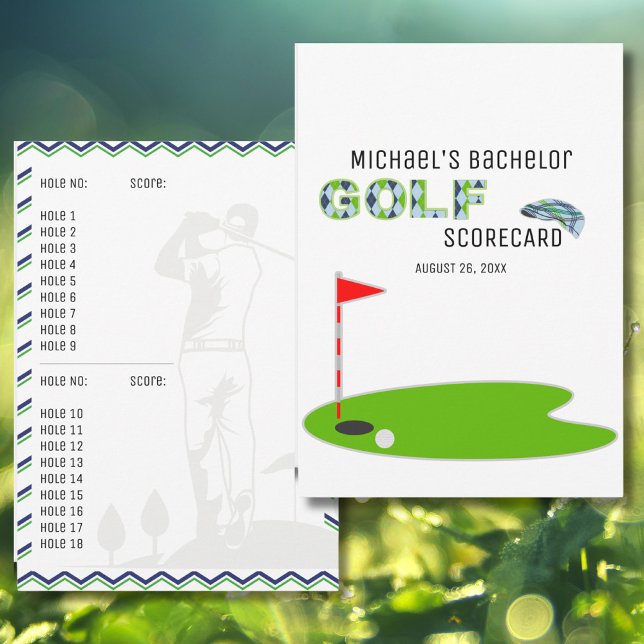 Carte d'évaluation de golf moderne Bachelor Party (Créateur téléchargé)