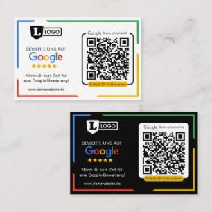 Carte d'évaluation Google avec carte de visite QR