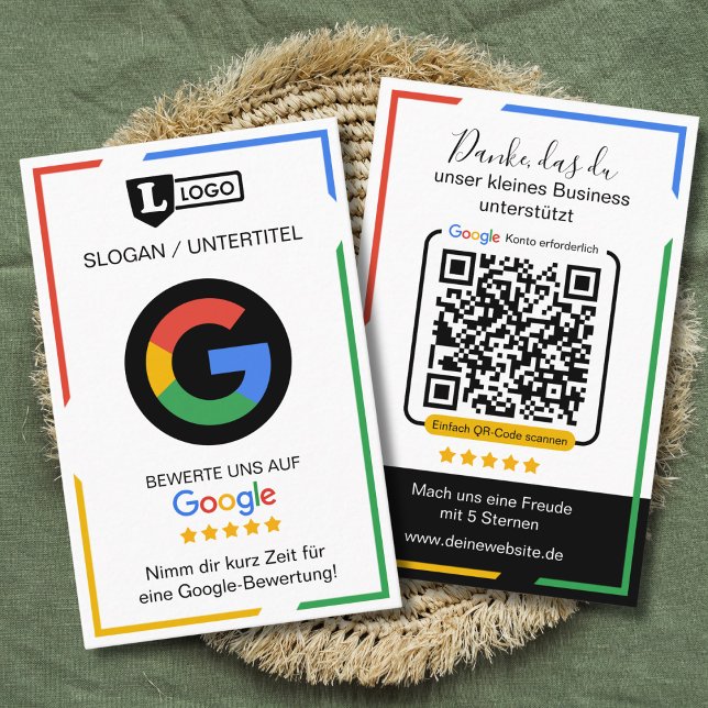 Carte d'évaluation Google avec carte de visite QR  (Google Bewertungskarte)