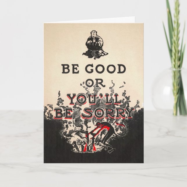 Carte Devil Personnalisable vintage "Be Good" (Devant)