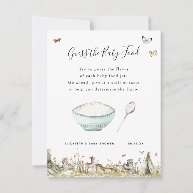 Carte Devinez la nourriture pour bébés | Jeu Baby shower (Devant)