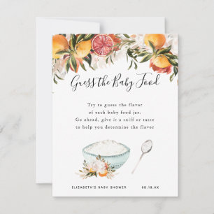 Carte Devinez la nourriture pour bébés   Jeu Baby shower