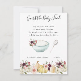 Carte Devinez la nourriture pour bébés | Jeu Baby shower