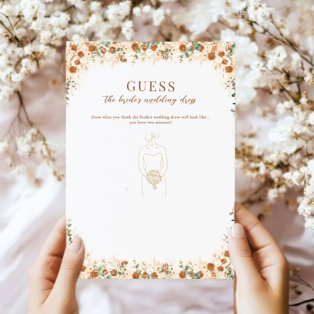 Carte Devinez le jeu de la robe de mariée | Boho Terraco (Créateur téléchargé)