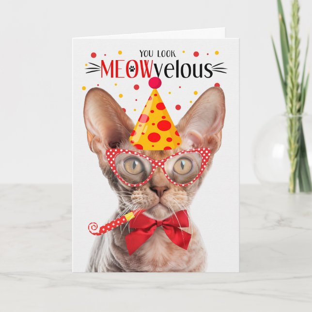 Carte Devon Rex Cat MEOWvelous Anniversaire (Devant)