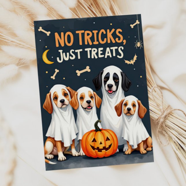 Carte d'Halloween amusante pour chien fantôme mign (Créateur téléchargé)