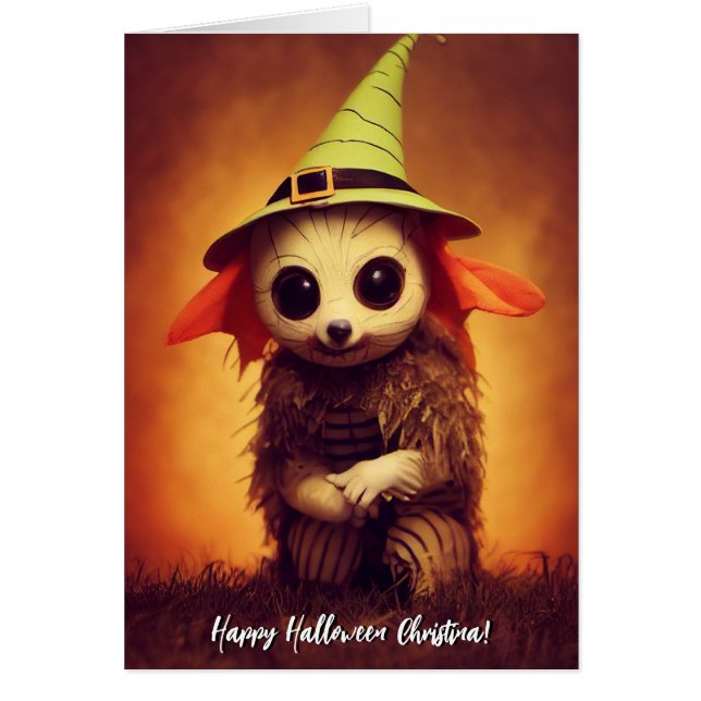 Carte d'Halloween animal mignonne de critère anthr (Devant)
