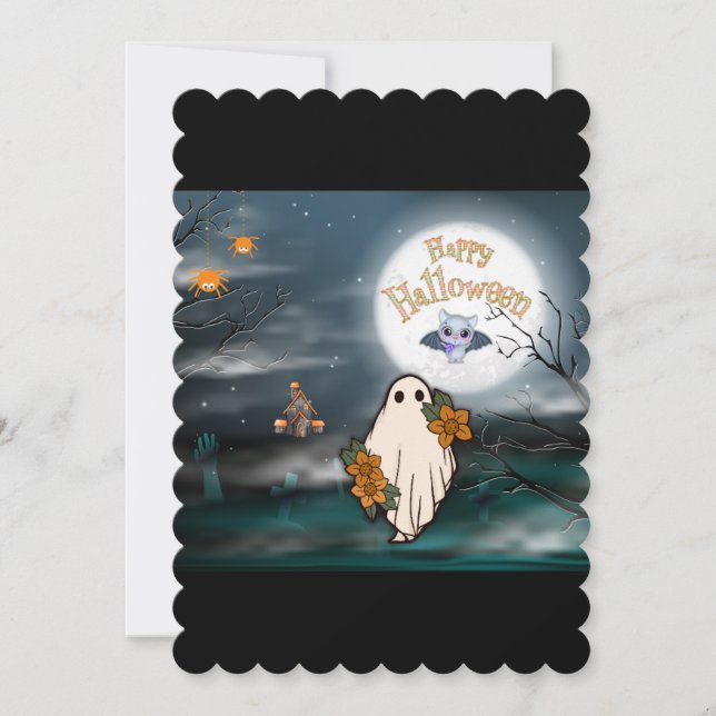 Carte d'Halloween Araignées de chauve-souris fantô (Devant)