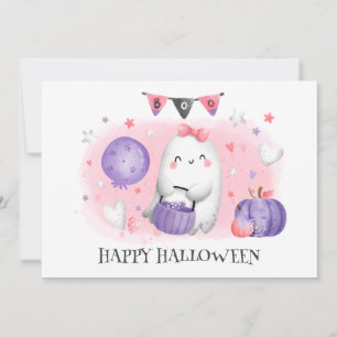 Carte d'Halloween Baby-Ghost petit garçon mignonne