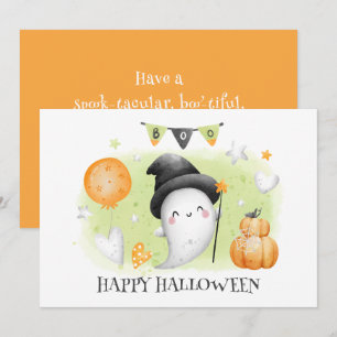 Carte d'Halloween Baby-Ghost petit garçon mignonne
