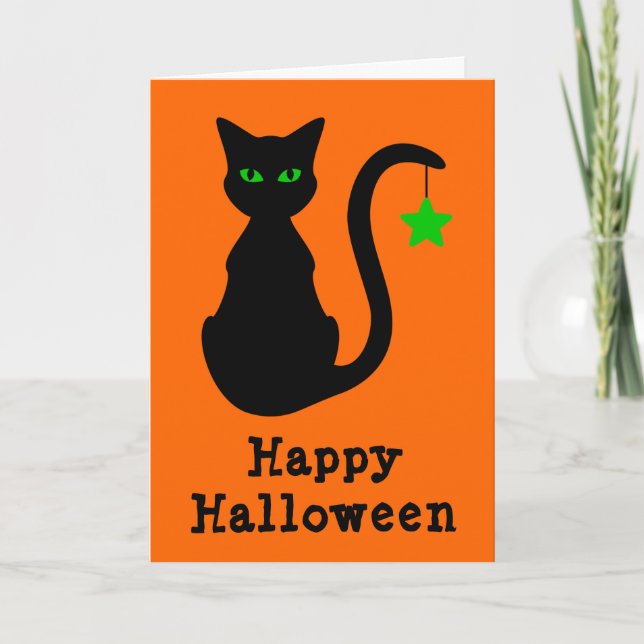 Carte d'Halloween Chat Noir (Devant)