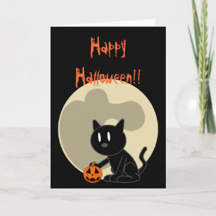 Carte d'Halloween Chat Noir