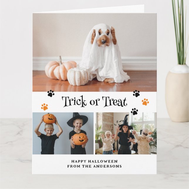 Carte d'Halloween citrouille Ghost Pet Photo (Devant)