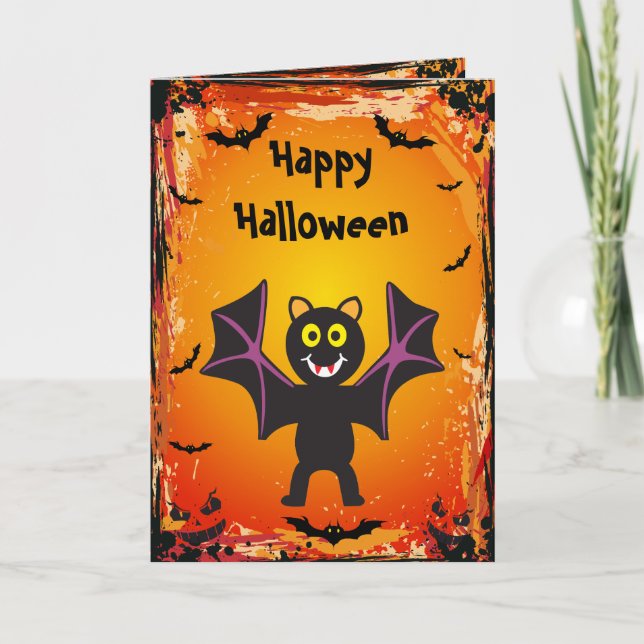Carte d'Halloween Cute Vampire Batte (Devant)