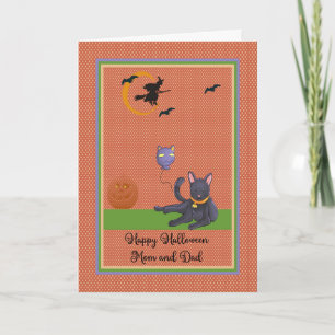 Carte d'Halloween de chat animal de compagnie