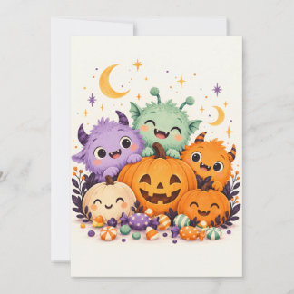 Carte d'Halloween de monstres amicaux