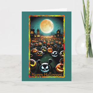 Carte d'Halloween de patchs citrouille