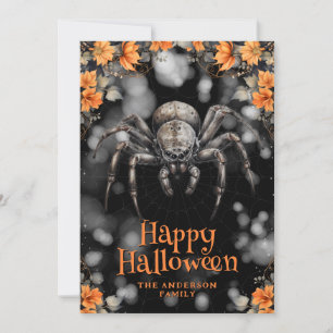 Carte d'Halloween florale Spider Cobweb