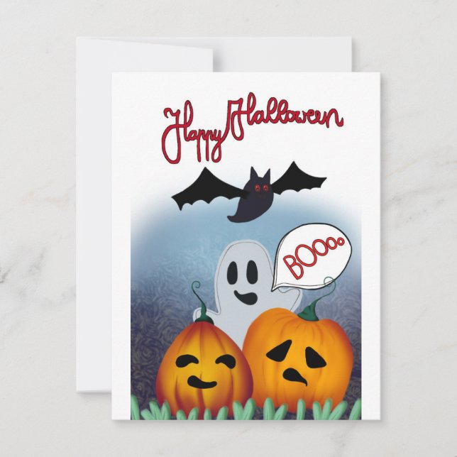 Carte d'Halloween Ghost Boo citrouille (Devant)