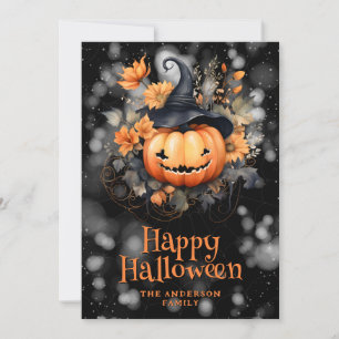 Carte d'Halloween Jack O'Lantern Floral