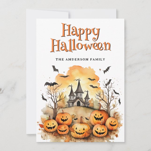 Carte d'Halloween Jack O'Lanterns Bats Ghosts (Devant)