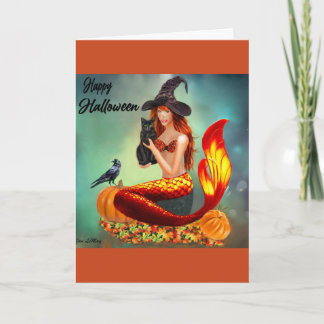 Carte d'Halloween Mermaid avec tenue colorée