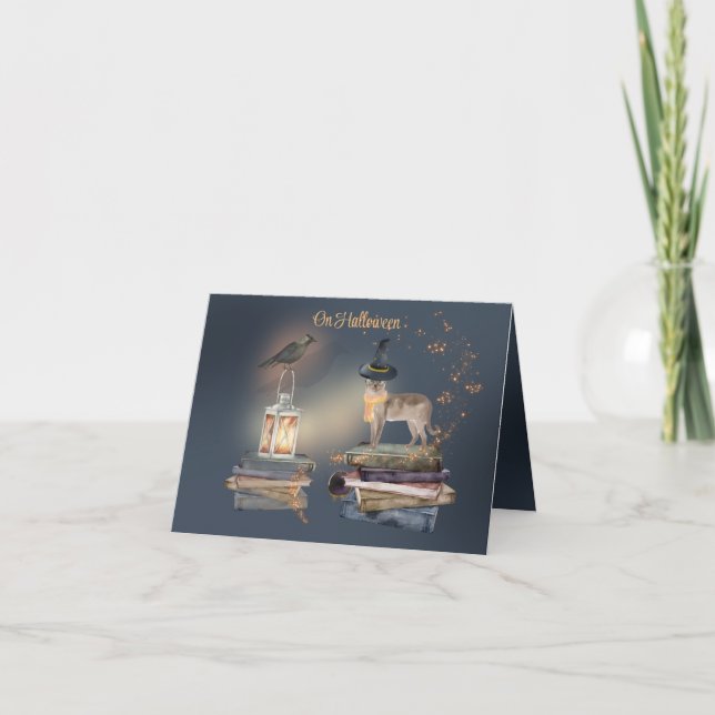 Carte d'Halloween mystique du chat (Devant)