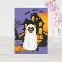 Carte d'Halloween noir et tan Cavalier Ghost