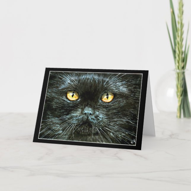 Carte d'Halloween ou de note pour chat noir (Devant)