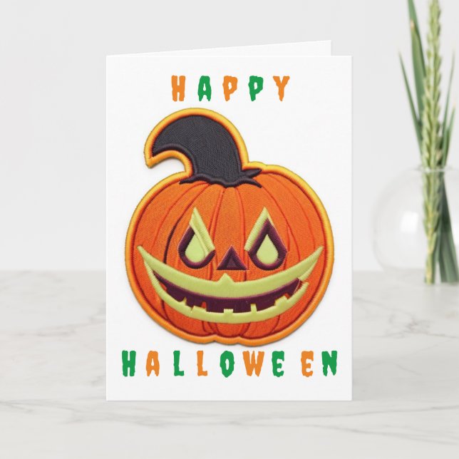 Carte d'Halloween Patch Citrouille mignonne (Devant)