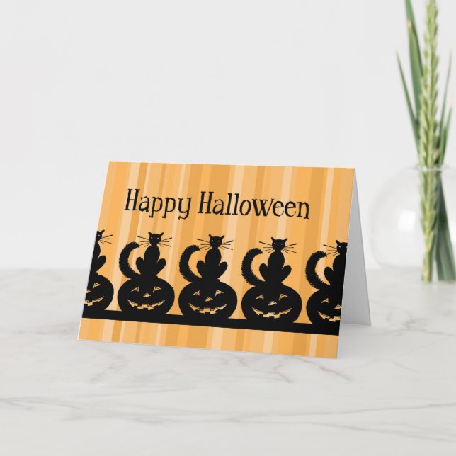 Carte d'Halloween pour citrouilles et chats (Devant)