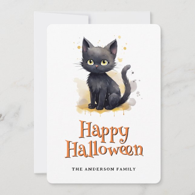 Carte d'Halloween pour les enfants de chats noirs (Devant)