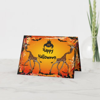 Carte d'Halloween pour les Giraffes et les Araigné