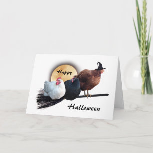 Carte d'Halloween pour poulets sorciers