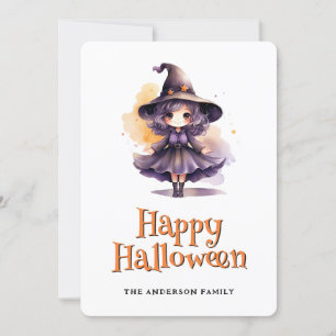 Carte d'Halloween sorcière