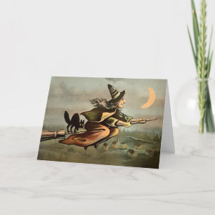 Carte d'Halloween sorcière vintage