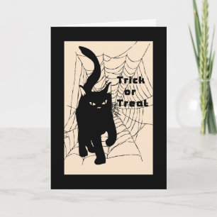 Carte d'Halloween, Tricot ou Treat Cat