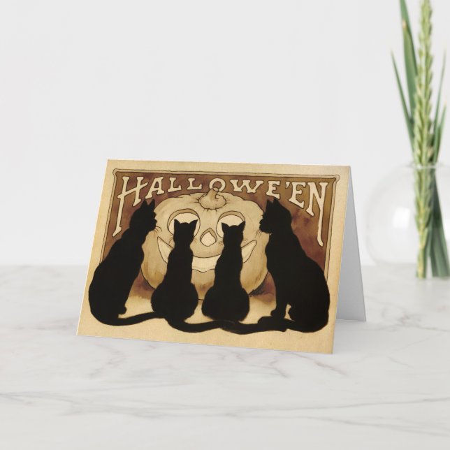 Carte d'Halloween vintage Black Cats (Devant)